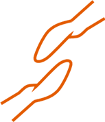 Two orange lines on a white background
